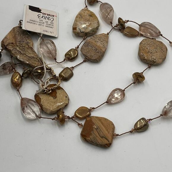 Margo Morrison Jasper Crushed Rutilated Quartz Gold Coated Labradorite Necklace - Picture 7 of 8